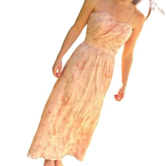 ERIN Erin Fetherston Strapless Floral‎ Ruched-Bodice Gown, Strawberry Creme 2 - Picture 1 of 16